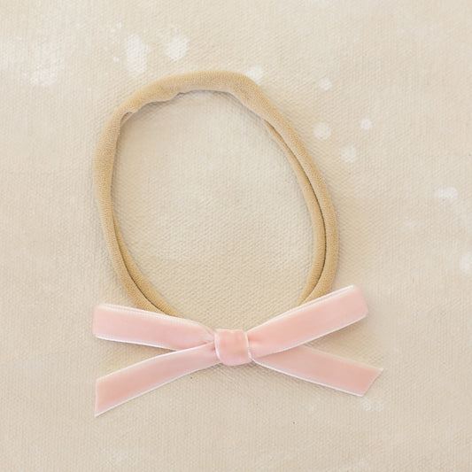 Velvet infant bow // Baby Pink