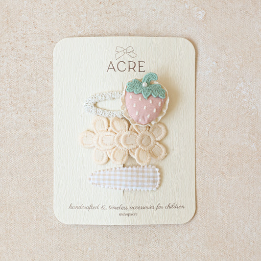 Snap Clip Set • Strawberry Meadow