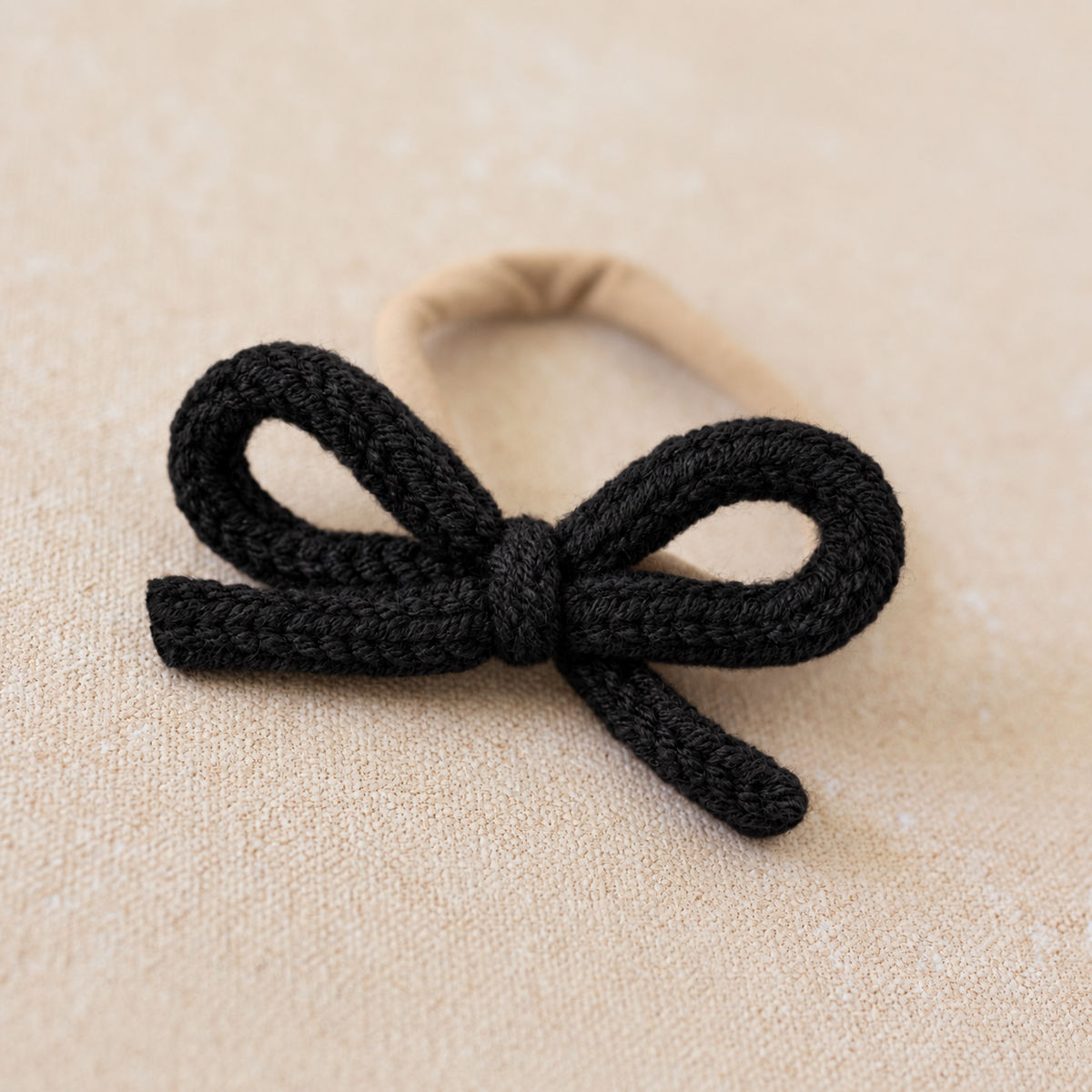 Crochet Bow Headband // Black