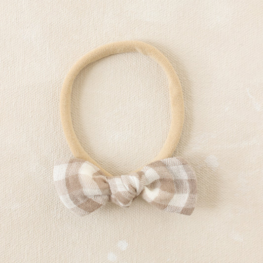 Petite Classic Knot Headband // Oat Gingham