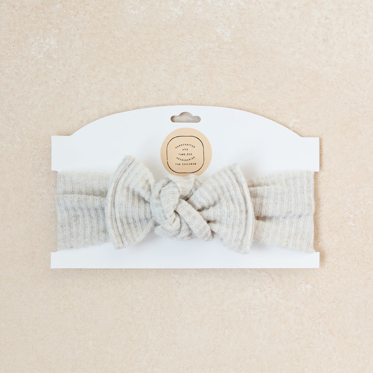 Baby Girl Headwrap Bow • Oatmeal • Handmade Newborn Hair Accessory