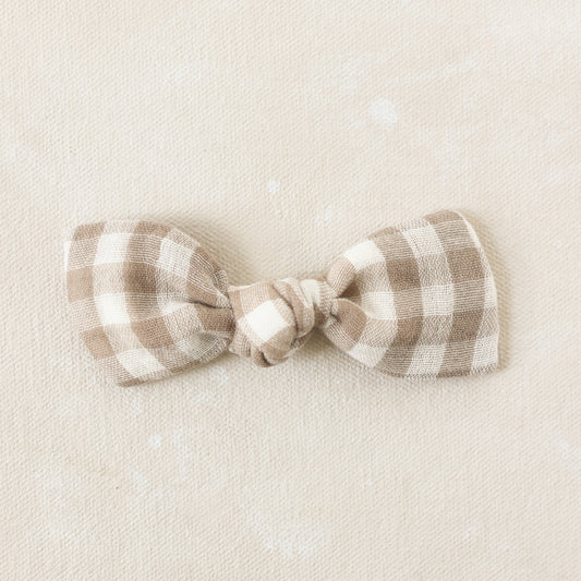 Oversized Classic Knot Clip // Oat Gingham