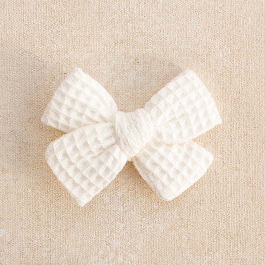 Explorer Bow Clip or Headband • Natural Waffle