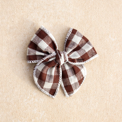 Mini Fleur Bow Clip or Band // Heritage Brown