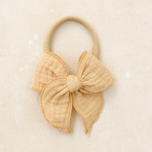 Mini Fleur Bow Headband // Cobblestone