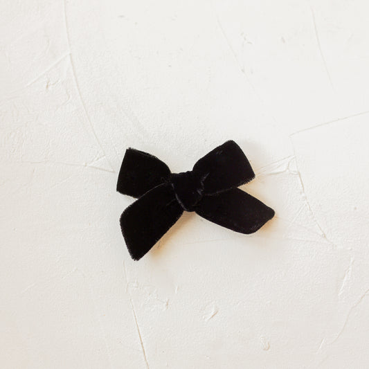 Petite Classic Velvet Bow Clip/ Band // Black