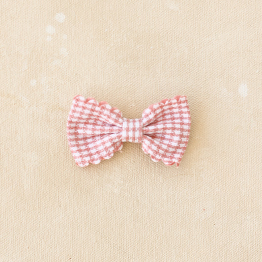 Bitty Gingham Bow Clip // Paisley