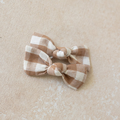Petite Knot Bow Clip • Brown Sugar