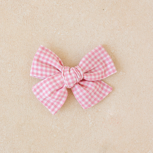 Explorer Bow Clip or Band • Pink Gingham