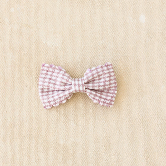 Bitty Gingham Bow Clip // Willow