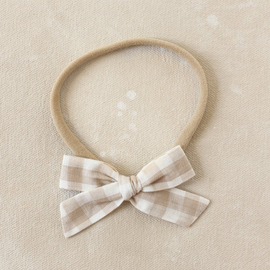 Scout Bow Headband // Oat Gingham