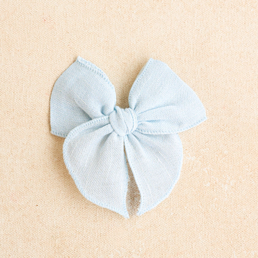 Mini Fleur Bow • Powder Blue | Baby + Toddler Hair Bow Clip or Headband