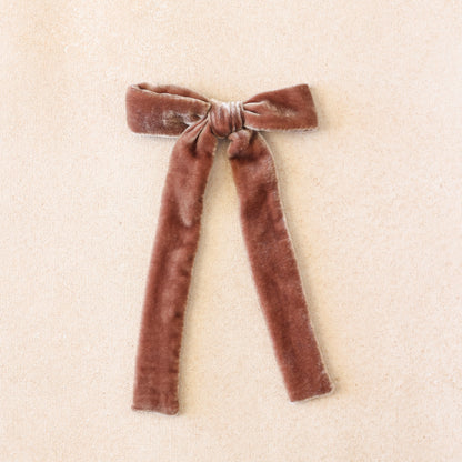 Oversized Velvet Sunday Bow Clip// Chestnut (Small Batch Release)