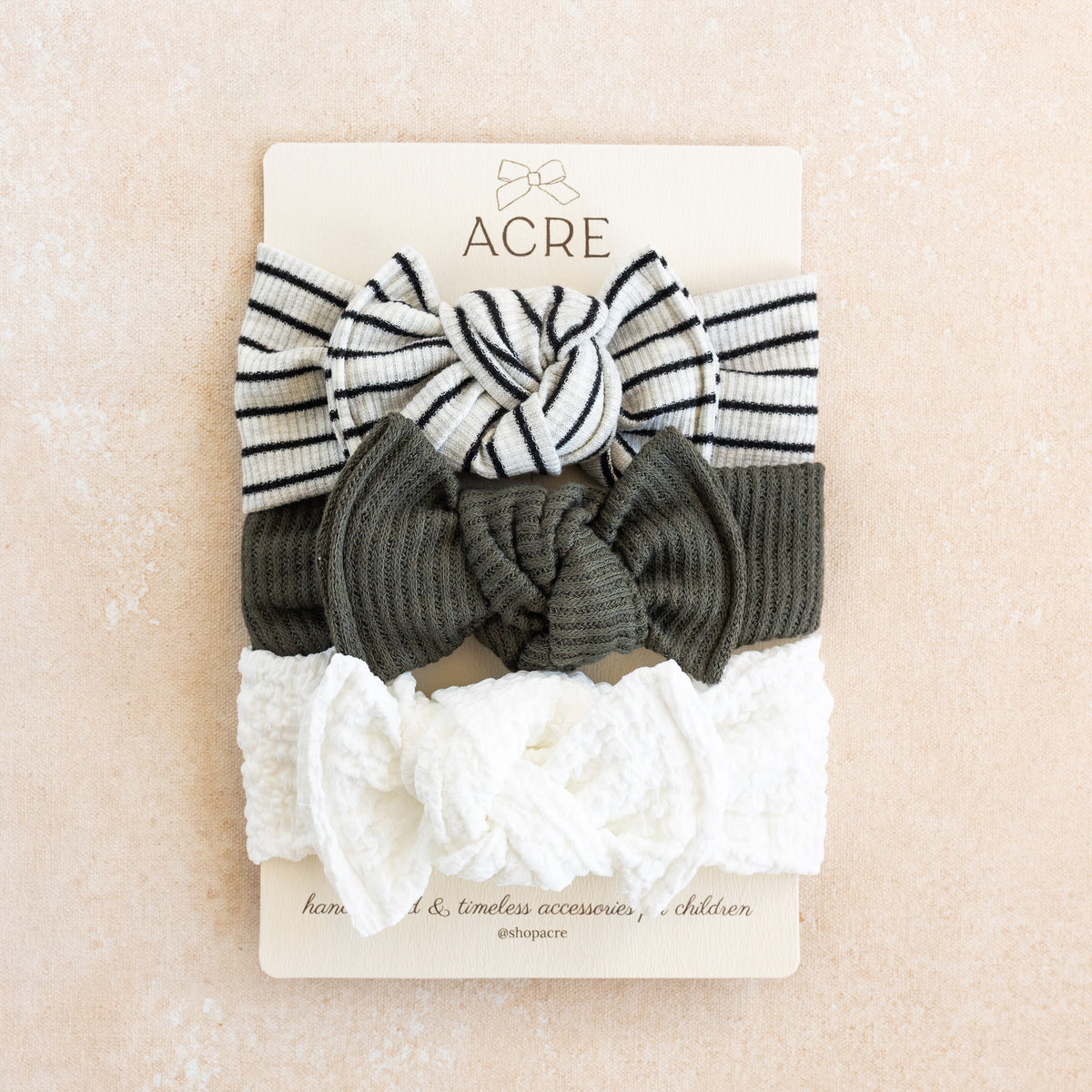 Baby Girl Headwrap Bow Bundle  • Olive • Handmade Hair Accessory