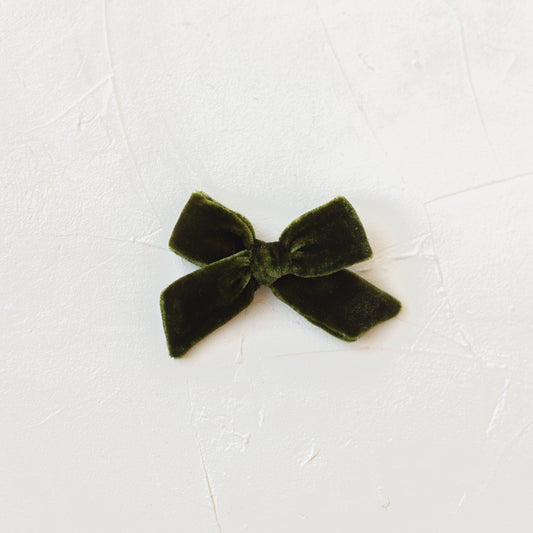 Petite Classic Velvet Bow Clip/ Band // Balsam