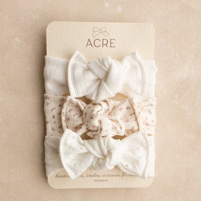 Baby Girl Headwrap Bow Bundle  • Birdie • Handmade Hair Accessory
