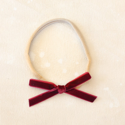 Velvet infant bow // Crimson