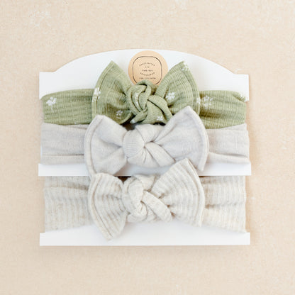 Baby Girl Headwrap Bow Bundle • First Moments • Handmade Newborn  Hair Accessory