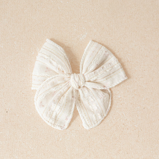 Mini Fleur Bow Clip or Band • Swiss Dot