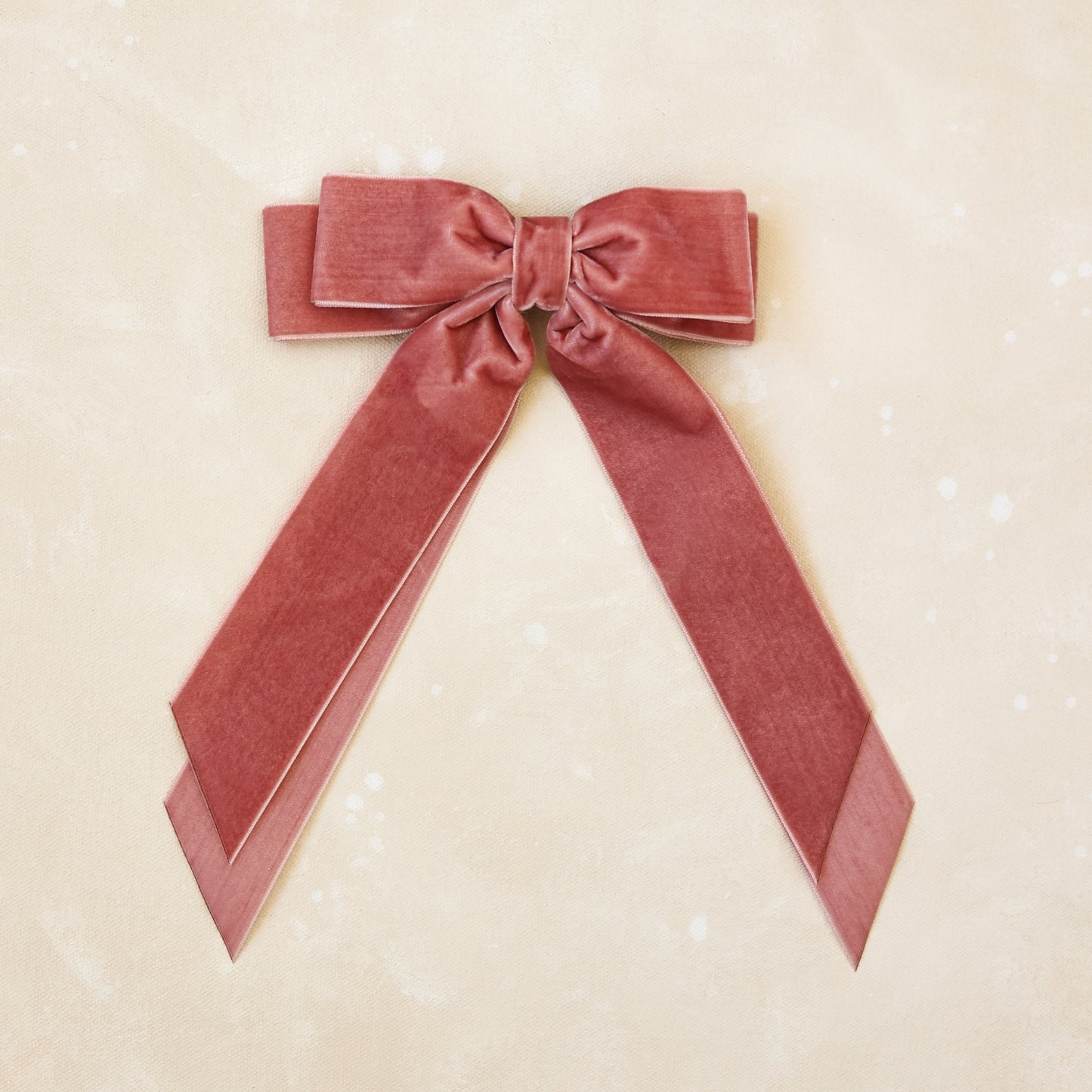 Velvet Bow Barrette// Carnation