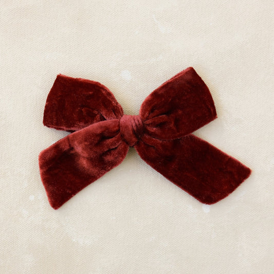 Oversized Velvet Classic Bow Clip // Mulberry
