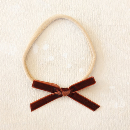 Velvet infant bow // Mahogany