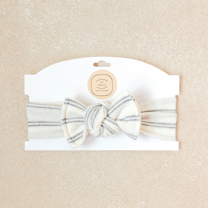 Baby Girl Headwrap Bow • Heirloom Stripes • Handmade Newborn Hair Accessory