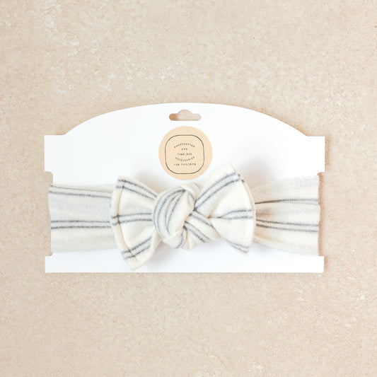 Baby Girl Headwrap Bow • Heirloom Stripes • Handmade Newborn Hair Accessory