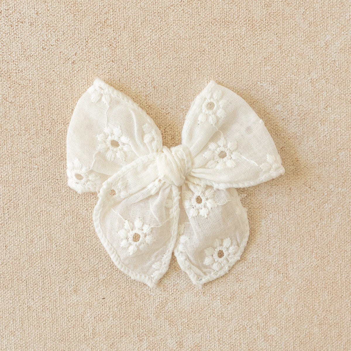 Mini Fleur Bow Clip or Band // White Cottage