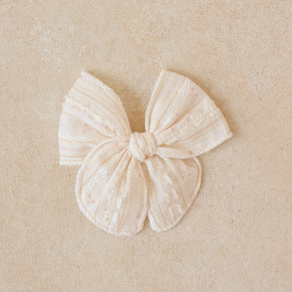 Mini Fleur Bow Clip or Band • Swiss Dot