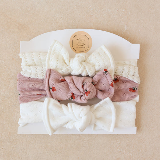 Baby Girl Headwrap Bow Bundle  • Poppy • Handmade Hair Accessory