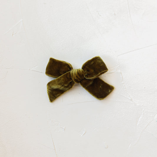 Petite Classic Velvet Bow Clip/ Band // Antique Gold