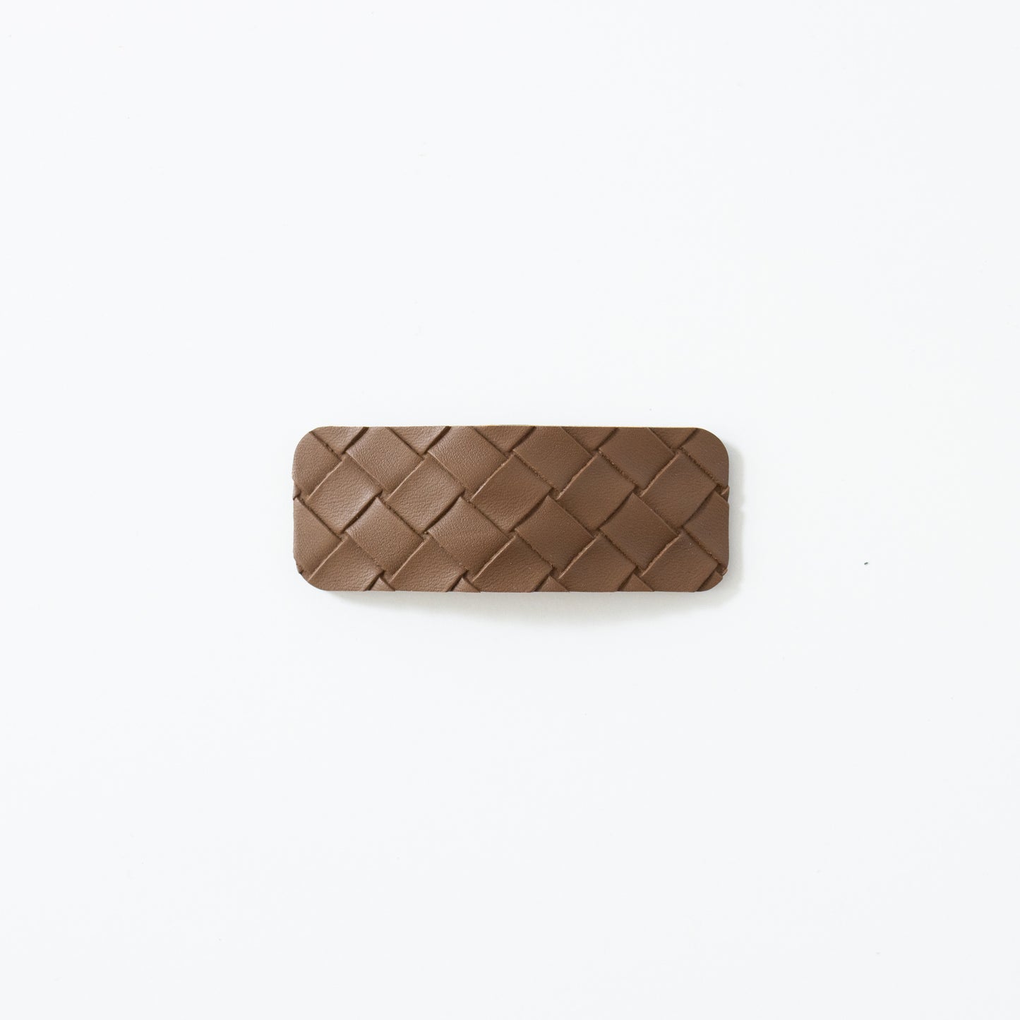 Woven Leather Snap Clip // Cocoa