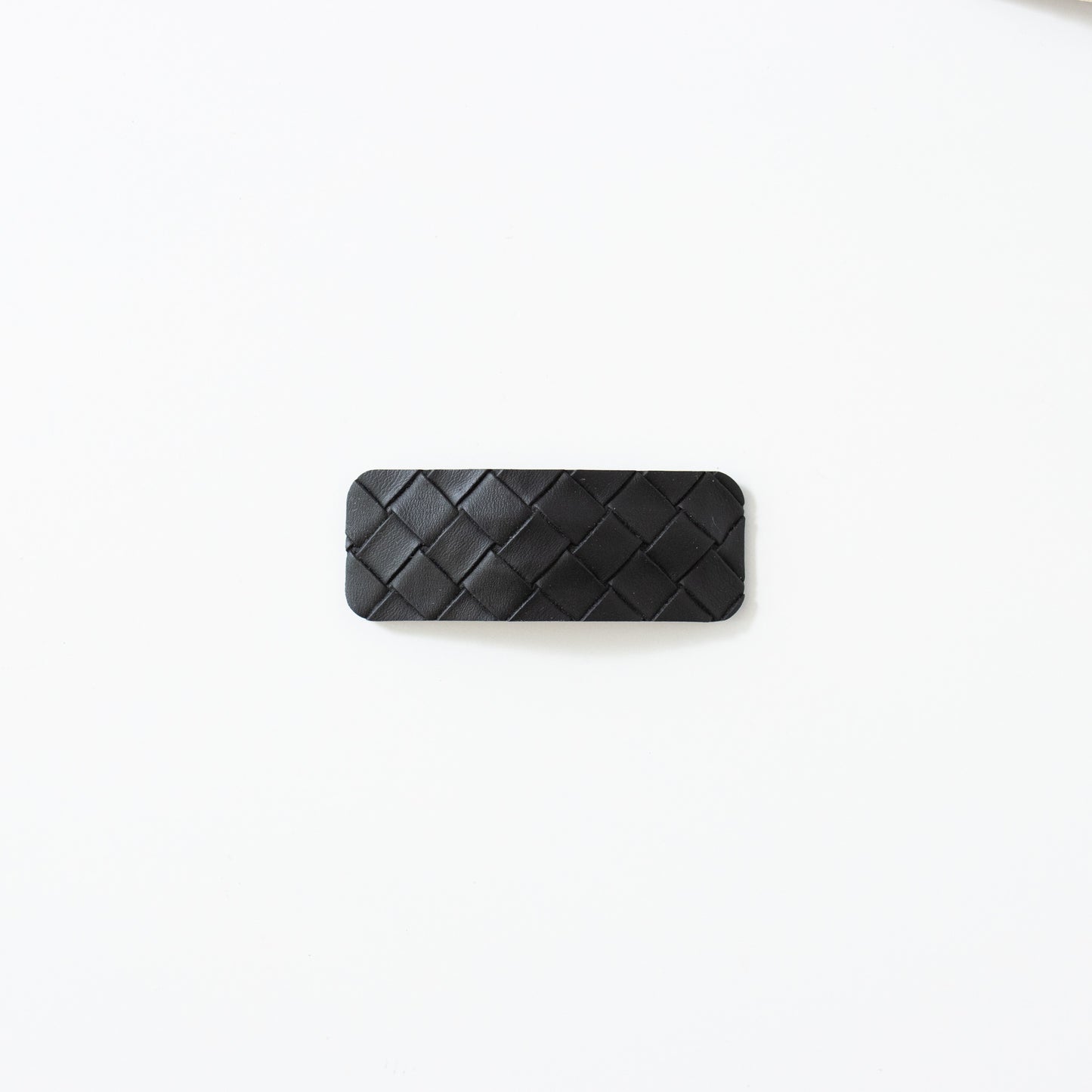Woven Leather Snap Clip // Ink