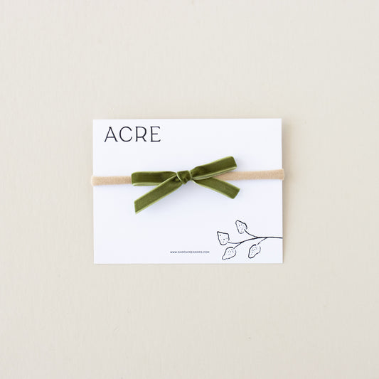 Velvet infant bow // Seaweed