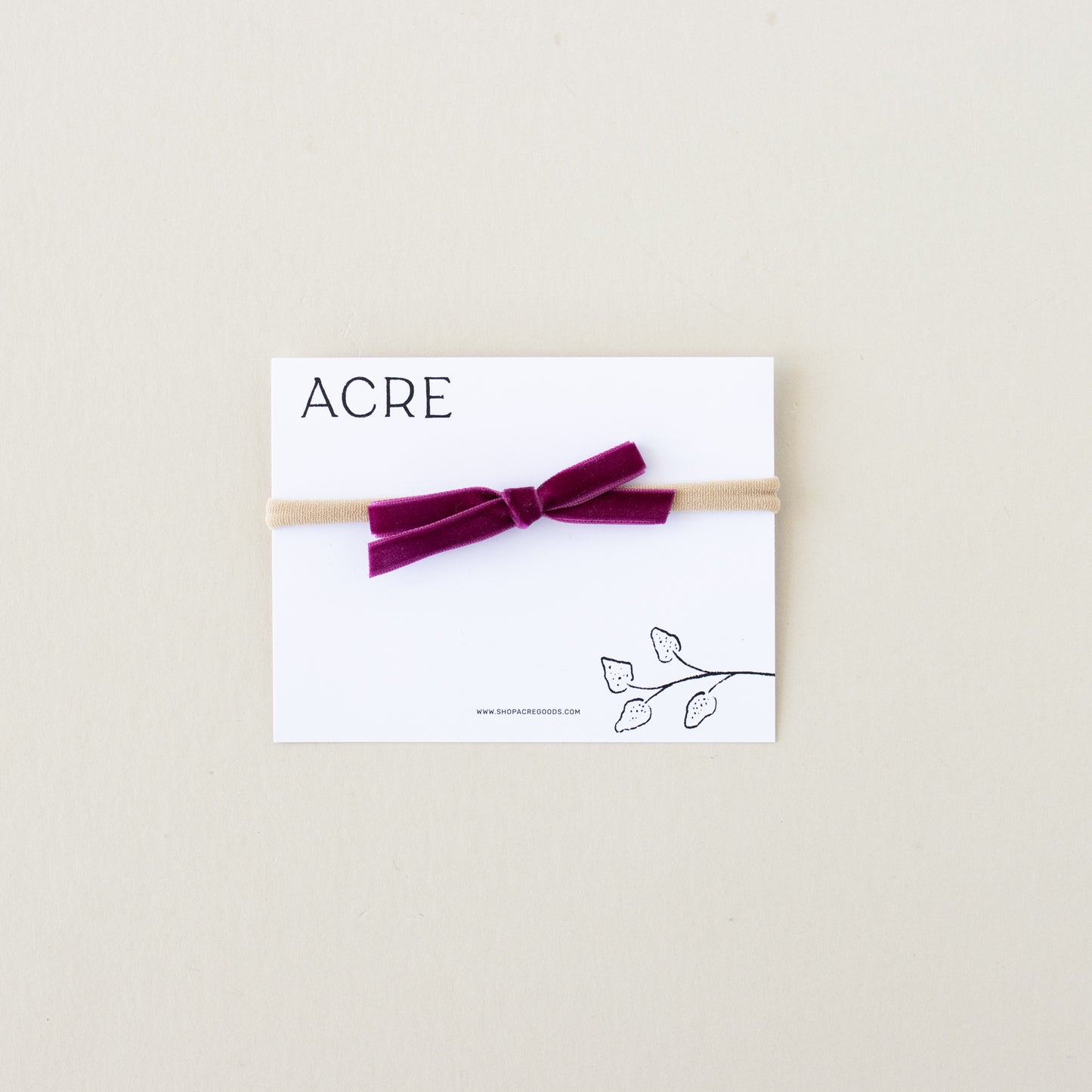 Velvet infant bow // Magenta