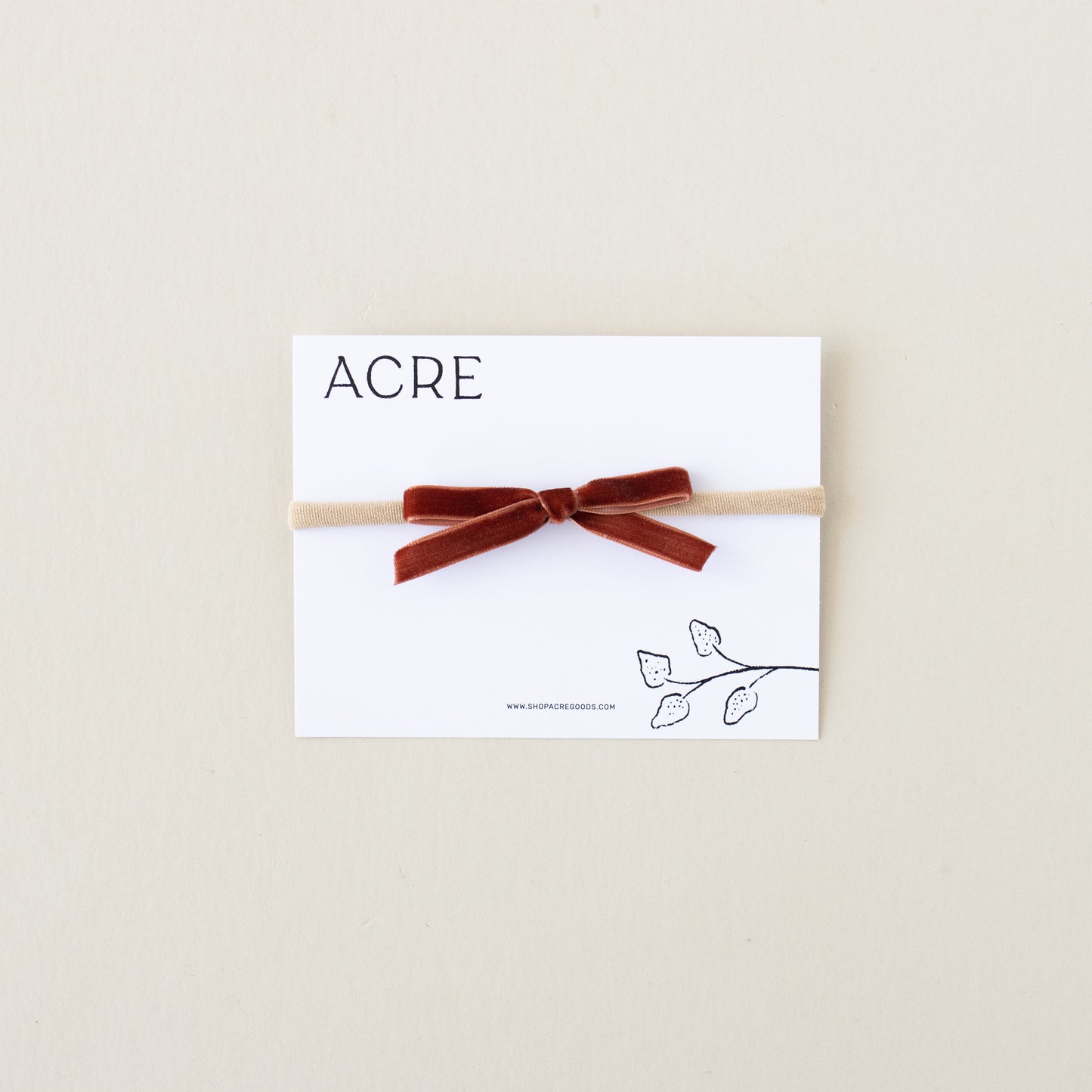 Velvet infant bow // Redwood